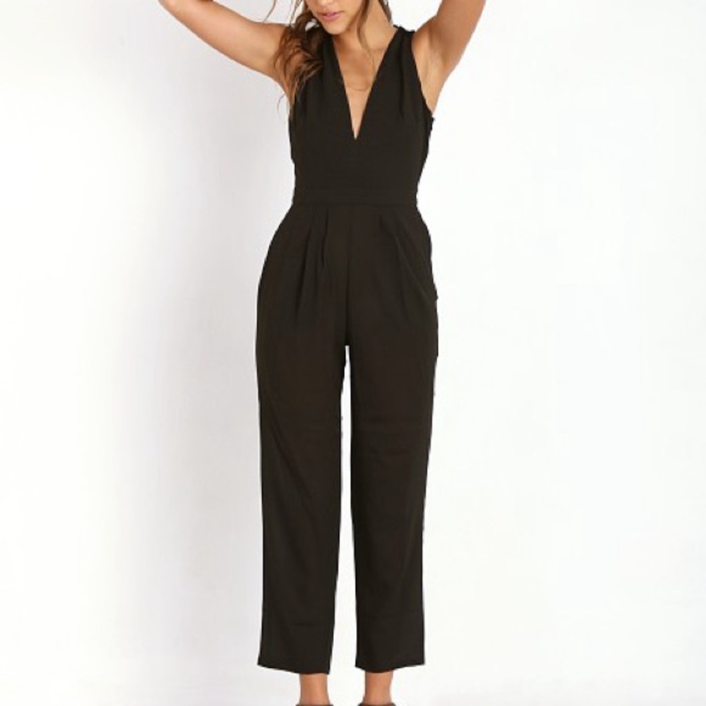 Lovers + Friends Black Classic Jumpsuit with Waist Tie